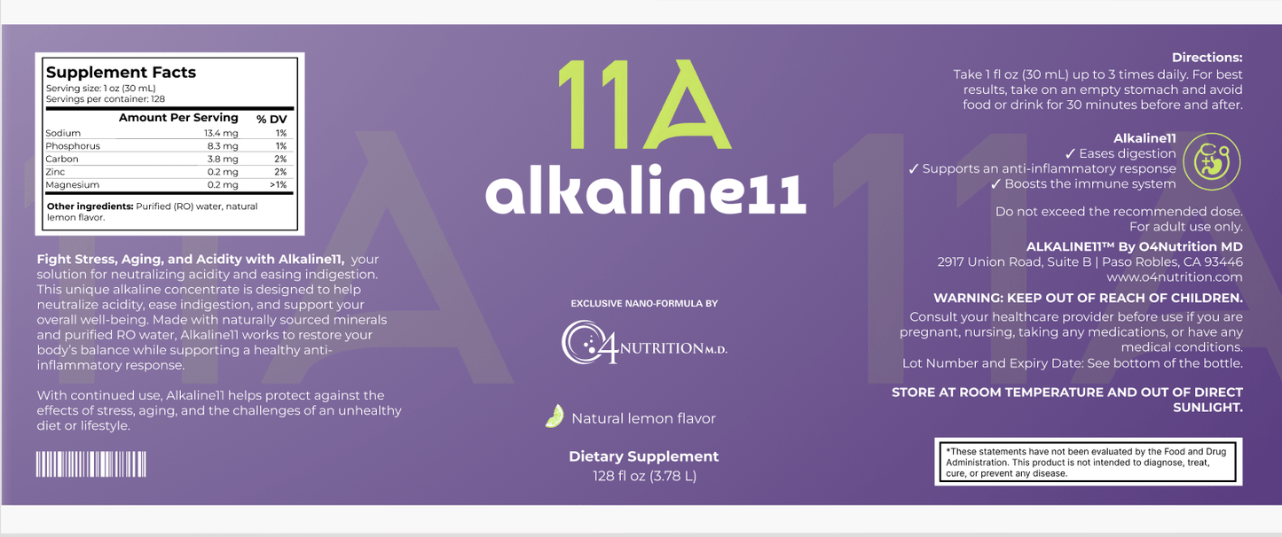 Alkaline11 - Alkaline Concentrate - O4Nutrition MD